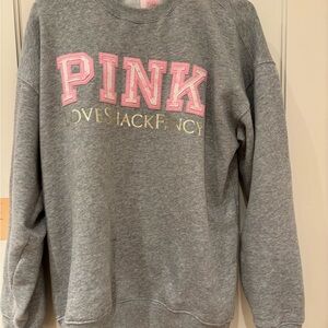 Victoria's Secret and Pink Collab Gray and Pink Crew Neck Sweatshirt
